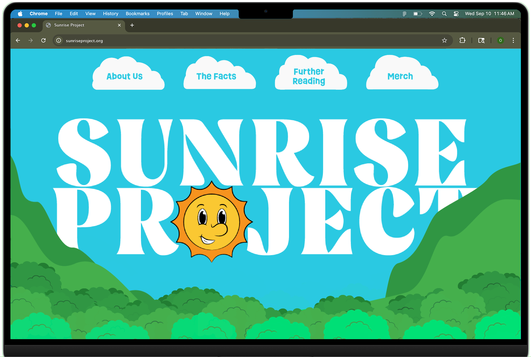 mockup for the website's landing page